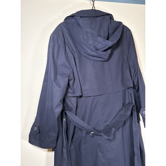 LONDON FOG Classic Trench Coat Old Money Quiet Luxury Navy Blue Raincoat Size 12 - Picture 5 of 9